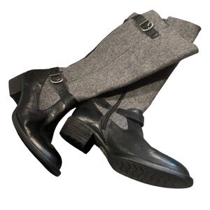 Stylish Black and Gray Leather Boots